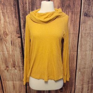 Anthropologie Maeve Cowl Neck Knit Top Size XS Mustard
